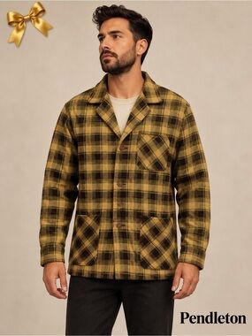 Vintage Pendleton 100% Virgin Wool Chore Jacket 3-Pocket Black Brown L